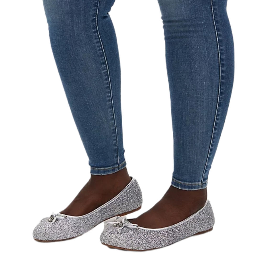 Torrid Gray Allover Glitter Ballet Flat, Worn Once, Great Condition Size 10W